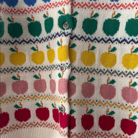 Mini Boden Rainbow Apple Patterned Cardigan Size 8-9Y - Picture 3 of 5